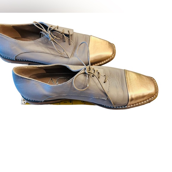 Attilio Giusti Leombruni Lace up Oxford Metallic Leather Made in Italy Size 39 - Picture 3 of 13